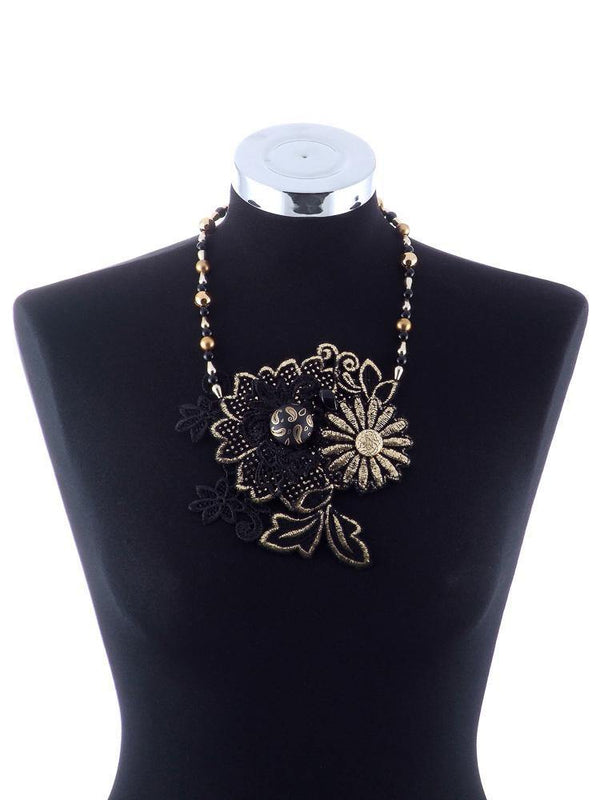 Colier margele sticla si dantela  Liza Panait Liza Panait Online Boutique